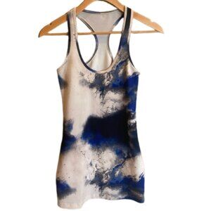 Lululemon Blue Grey Tie Dye Racerback Women's Long Tank Top Size S